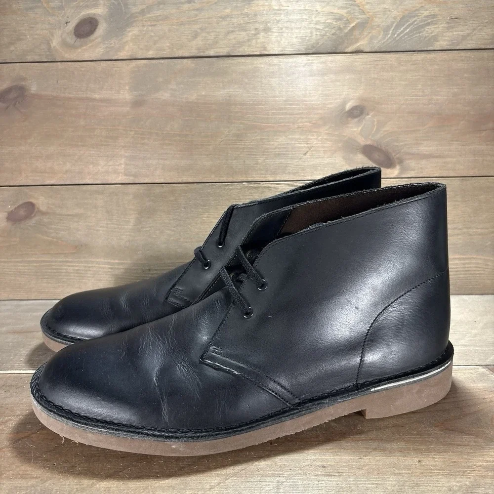 clarks bushacre 2 mens size 11 shoes black leather comfort chukka boots